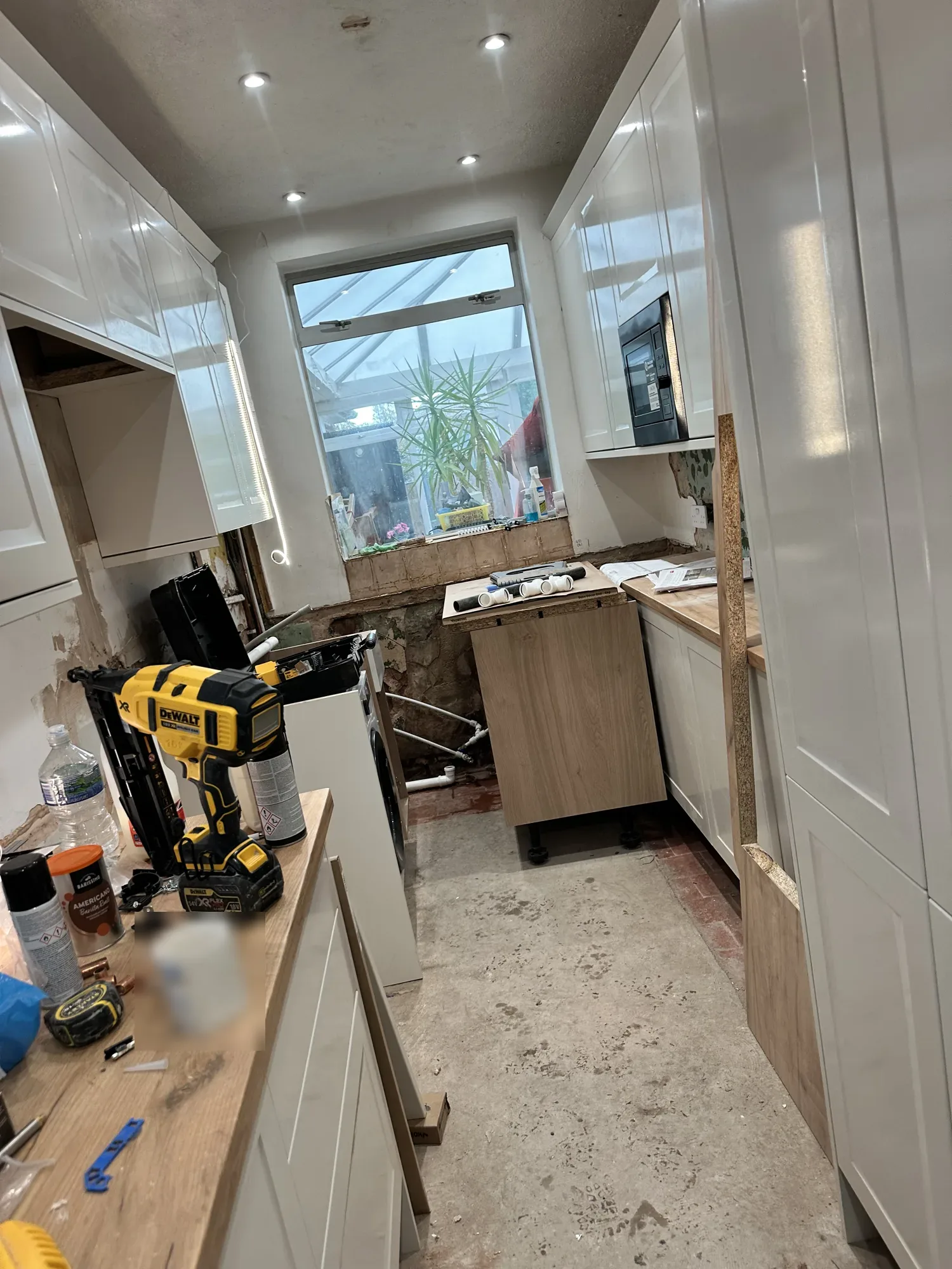 Kitchen fit-out with new electrics in progress